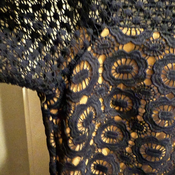 Navy Blue Lace Cocktail Dress - Picture 6 of 11